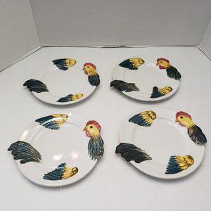 4 Italy Salad Dessert Plate Chicken Rooster Shape